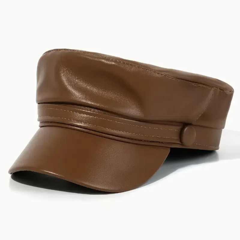 Beret PU Leather Flat Top Cap GX5639168-E