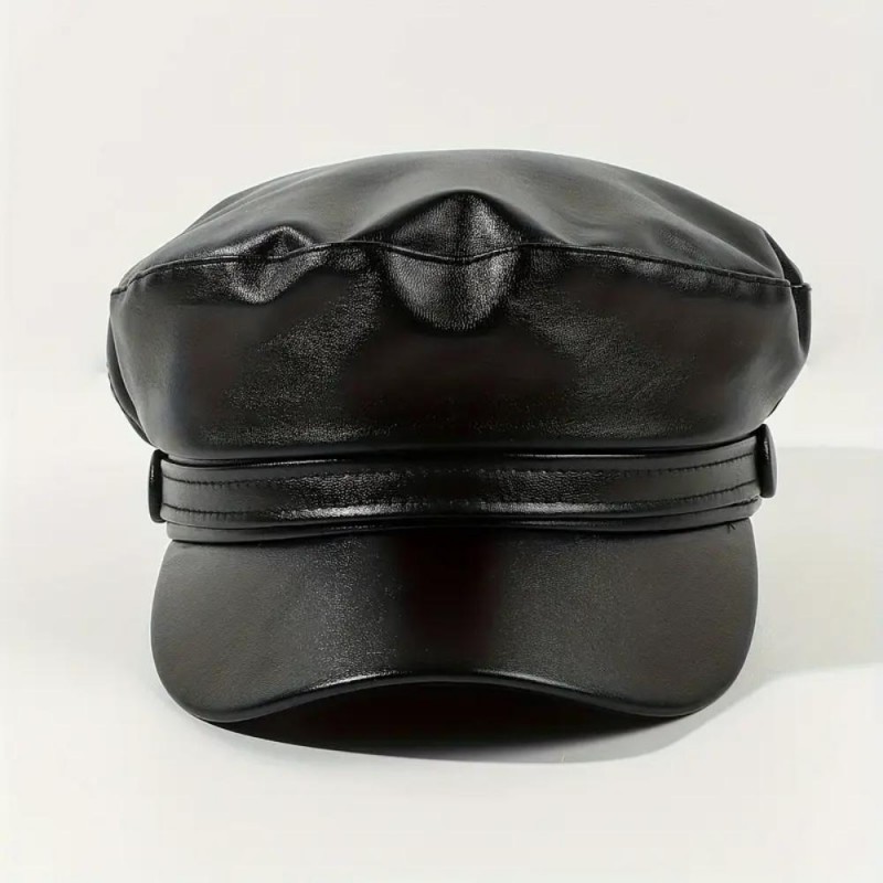 Beret PU Leather Flat Top Cap GX5639168-E