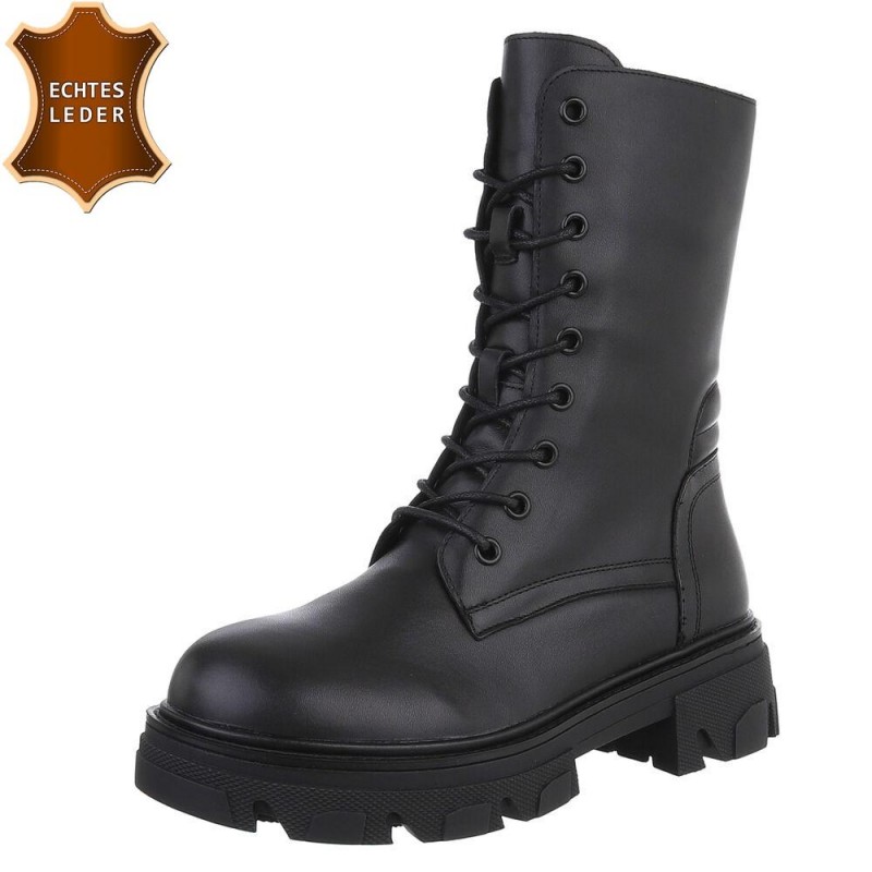Leather Lace-up ladies ankle boots ZB001B