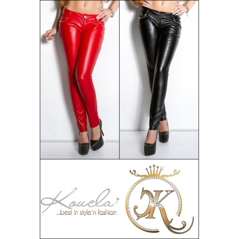 KouCla leatherlook-pants with studs on pocket 0000IN50274B