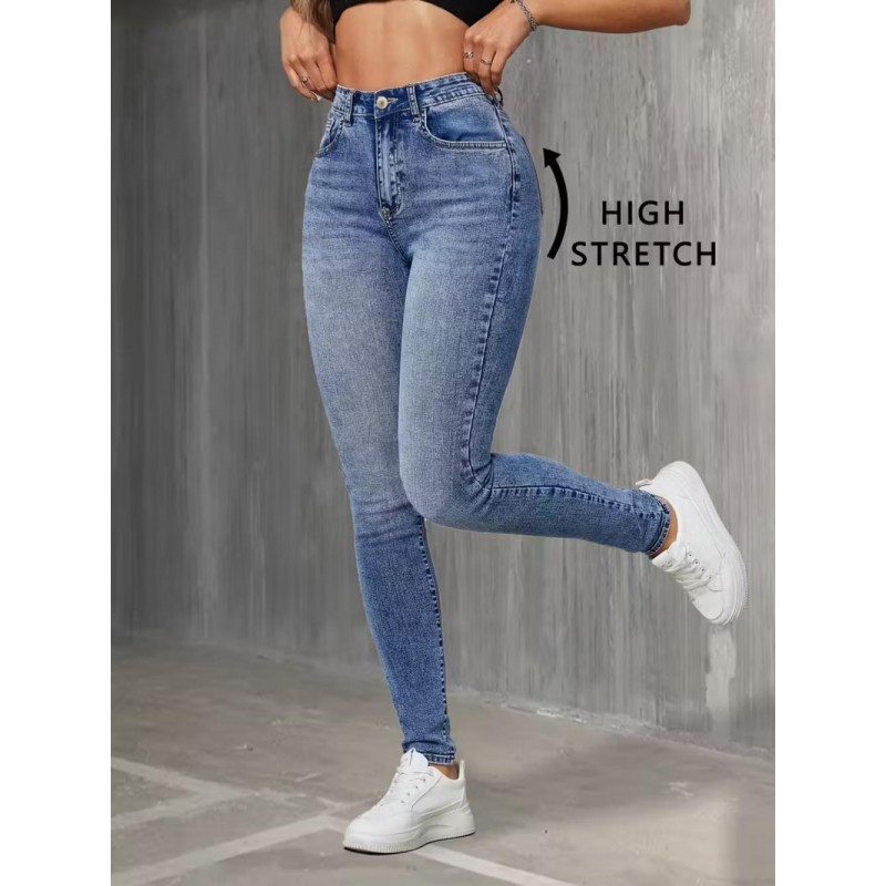 Laulia Ladies Snowflake Fashion Stretch Skinny Jeans HU181033-Bl