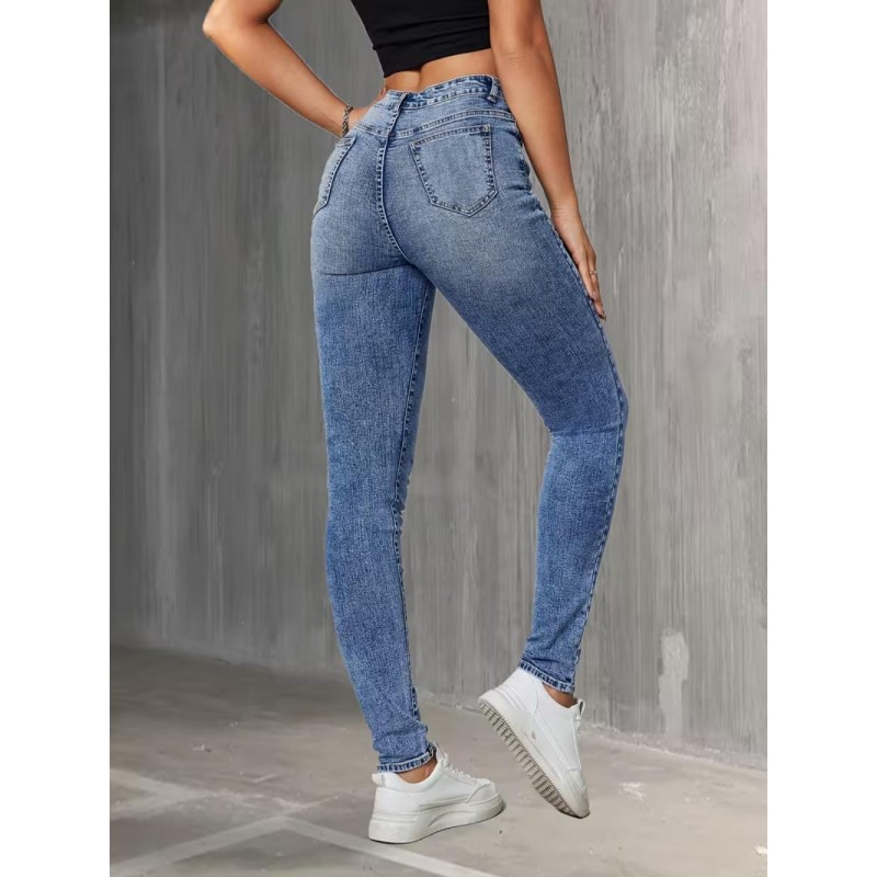 Laulia Ladies Snowflake Fashion Stretch Skinny Jeans HU181033-Bl