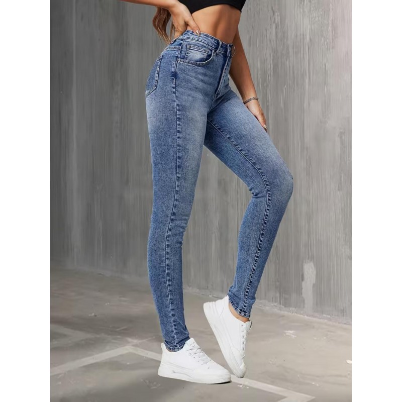 Laulia Ladies Snowflake Fashion Stretch Skinny Jeans HU181033-Bl