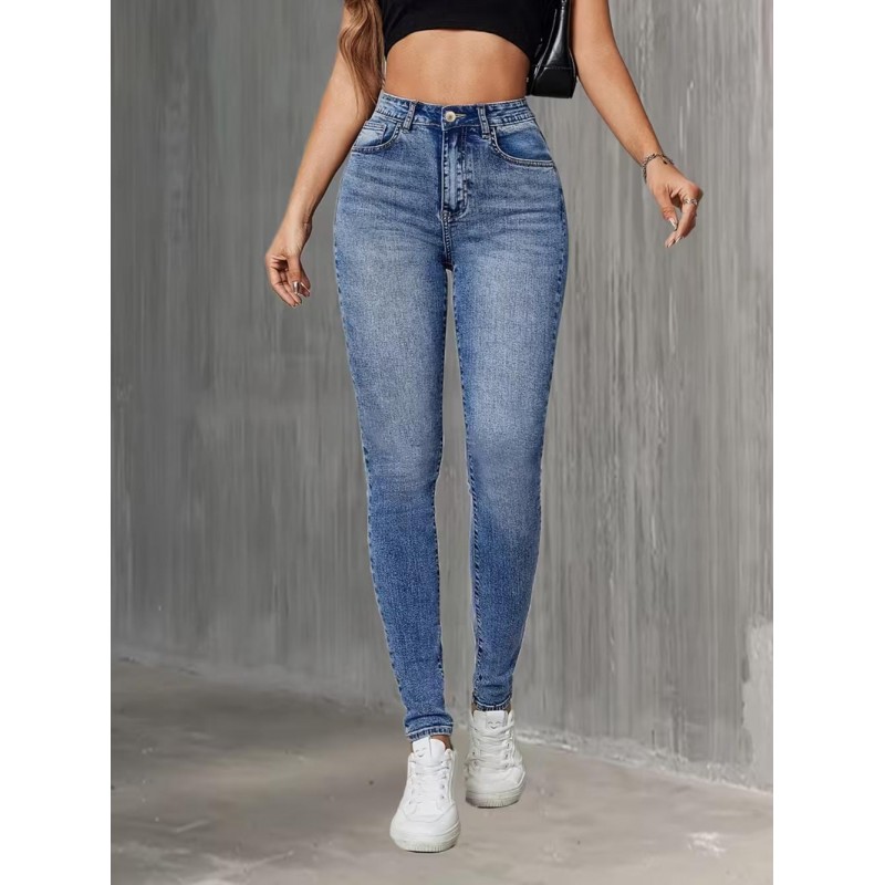 Laulia Ladies Snowflake Fashion Stretch Skinny Jeans HU181033-Bl