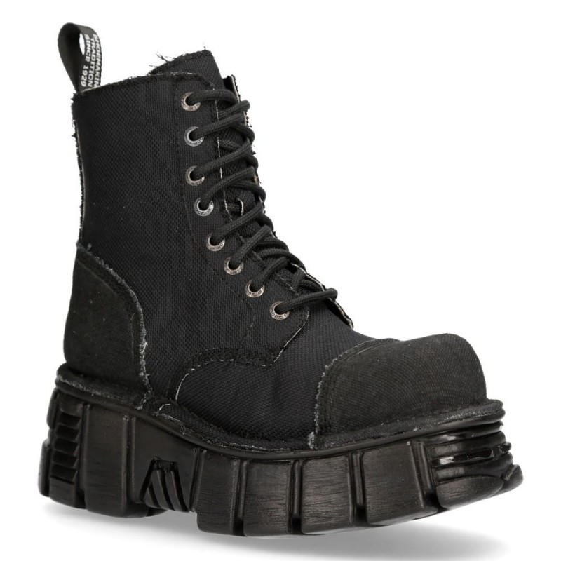 New Rock Black Tower Ankle Boots M-MILI083C-RC7