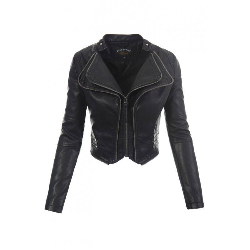 Ortalion Womens PU Leather Biker Jacket LCR8610B