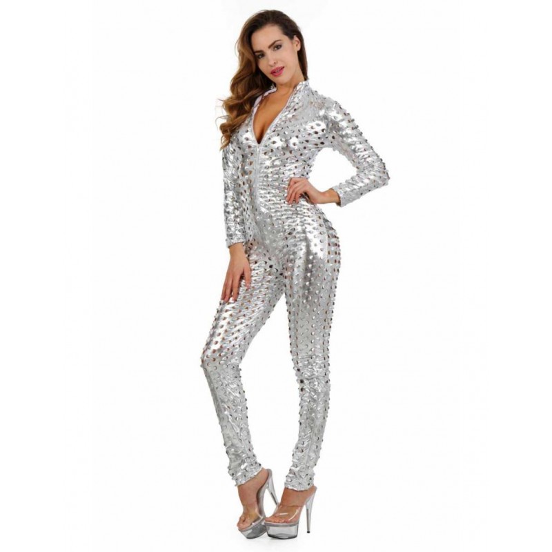 Soisbelle Openwork lame fabric Catsuit 18262-Sl